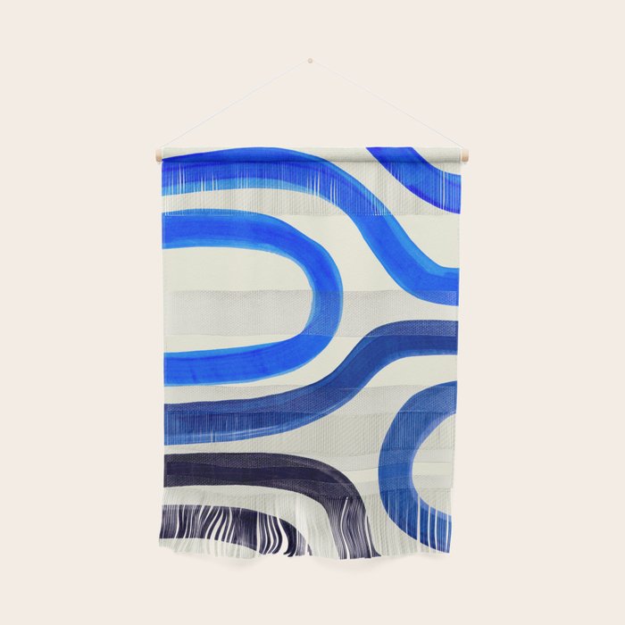 Electric Blues Fun Colorful Mid Century Modern Abstract Painting Shapes Pattern Wall Hanging Gallery Image 1