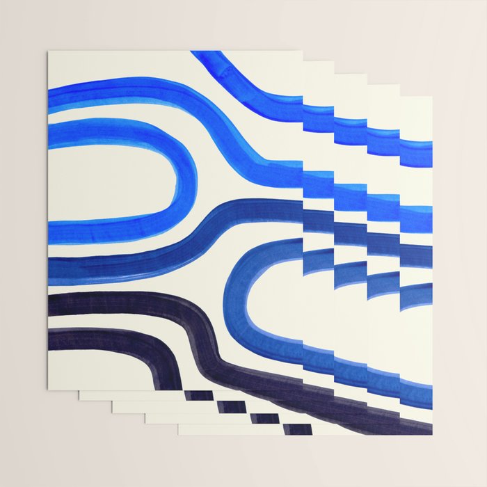 Electric Blues Fun Colorful Mid Century Modern Abstract Painting Shapes Pattern Wrapping Paper Gallery Image 3