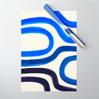 Electric Blues Fun Colorful Mid Century Modern Abstract Painting Shapes Pattern Wrapping Paper Gallery Image 1