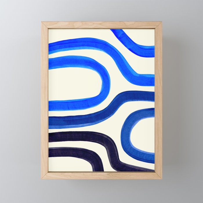 Electric Blues Fun Colorful Mid Century Modern Abstract Painting Shapes Pattern Mini Art Print Gallery Image 1