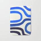 Electric Blues Fun Colorful Mid Century Modern Abstract Painting Shapes Pattern Bath Mat Gallery Image 1