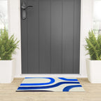 Electric Blues Fun Colorful Mid Century Modern Abstract Painting Shapes Pattern Welcome Mat Gallery Image 3