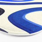 Electric Blues Fun Colorful Mid Century Modern Abstract Painting Shapes Pattern Bath Mat Gallery Image 3