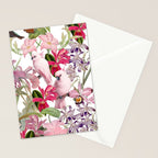 Vintage & Shabby Chic Pink Cockatoo Tropical Flower Jungle Stationery Card Gallery Image 2