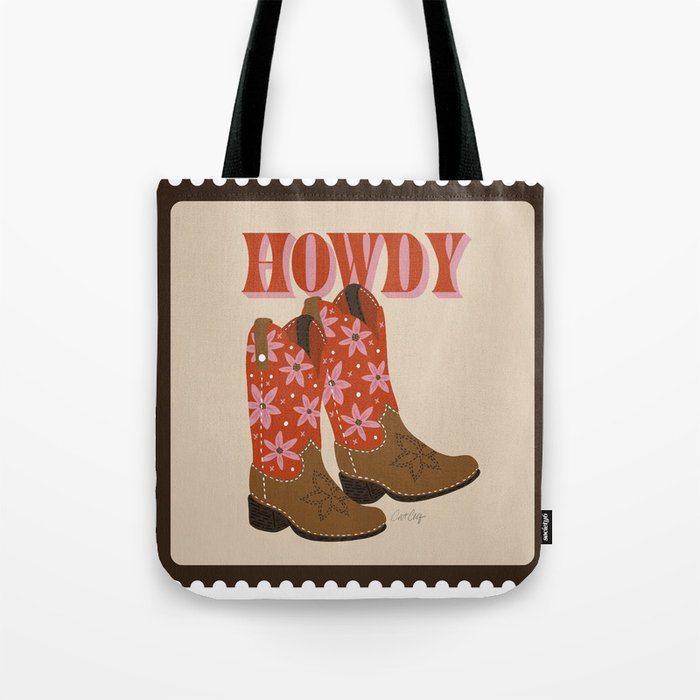 Howdy Cowgirl - Coral & Pink Tote Bag Gallery Image 1