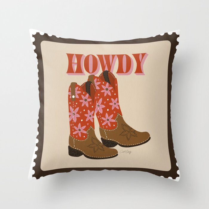 Howdy Cowgirl - Coral & Pink Throw Pillow Gallery Image 6
