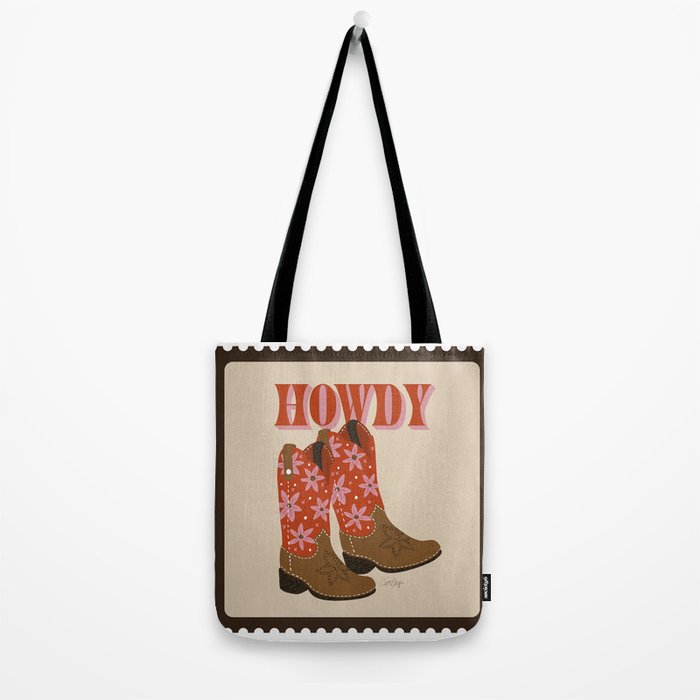 Howdy Cowgirl - Coral & Pink Tote Bag Gallery Image 2