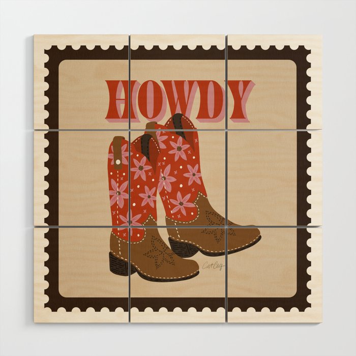 Howdy Cowgirl - Coral & Pink Wood Wall Art Gallery Image 1