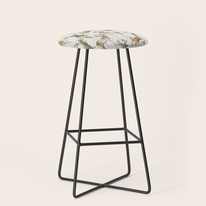 Fall Winter Woodland Deer Animals Stool Gallery Image 1