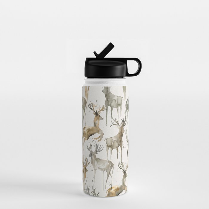 Fall Winter Woodland Deer Animals Water Bottle Gallery Image 1