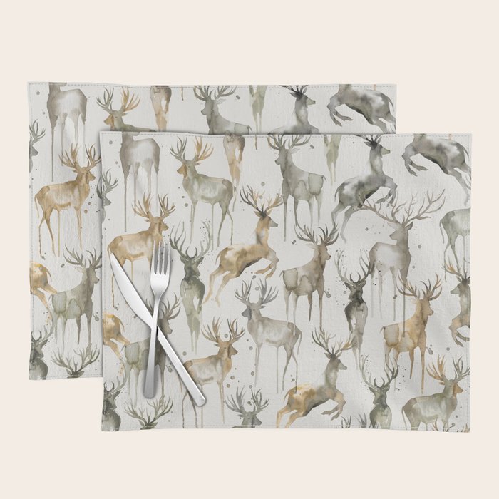Fall Winter Woodland Deer Animals Placemat Gallery Image 1