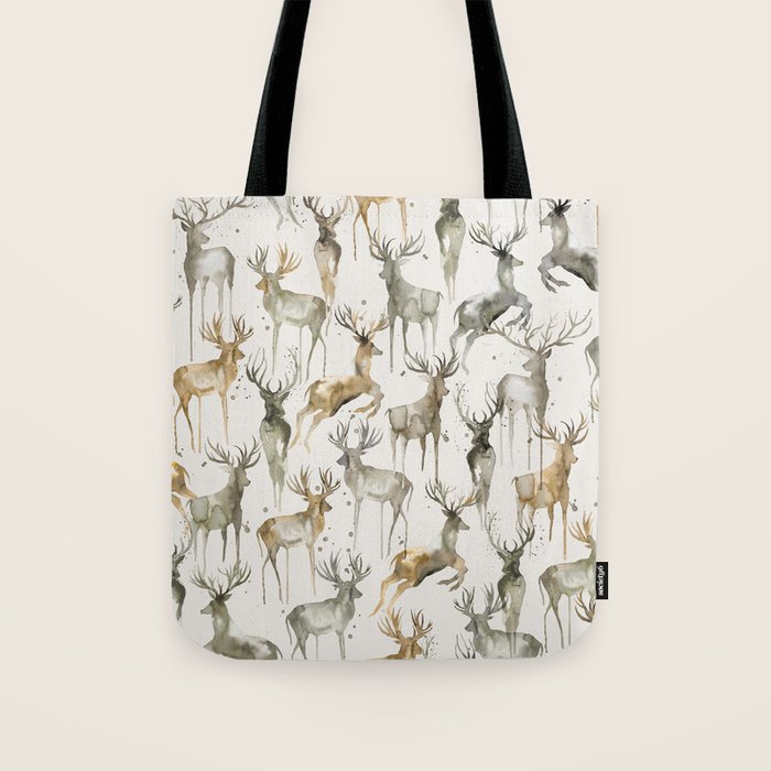 Fall Winter Woodland Deer Animals Tote Bag Gallery Image 1