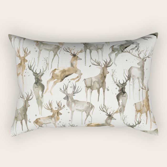 Fall Winter Woodland Deer Animals Rectangular Pillow Gallery Image 2