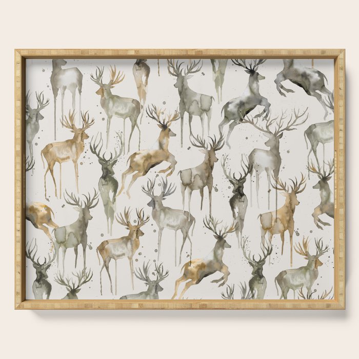 Fall Winter Woodland Deer Animals Serving Tray Gallery Image 1