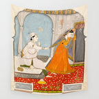The Timid Bride Indian Painting Miniature  Wall Tapestry Gallery Image 4