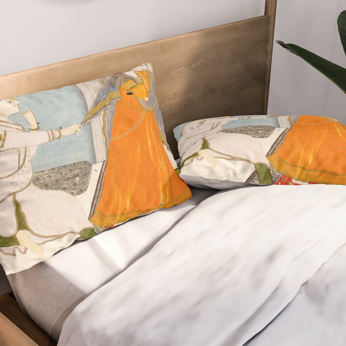 The Timid Bride Indian Painting Miniature  Pillow Sham Gallery Image 2
