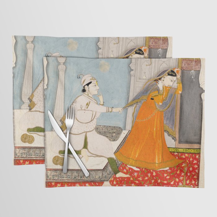 The Timid Bride Indian Painting Miniature  Placemat Gallery Image 1