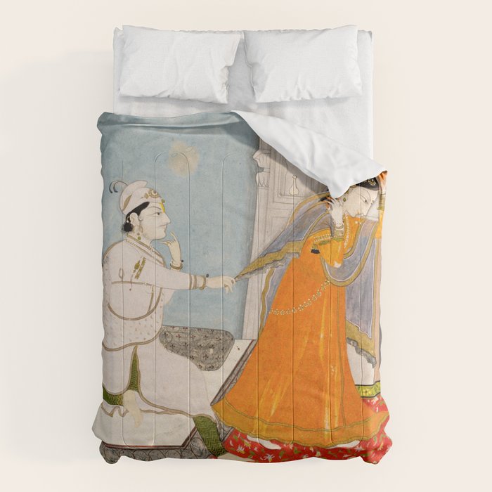 The Timid Bride Indian Painting Miniature  Comforter Gallery Image 1