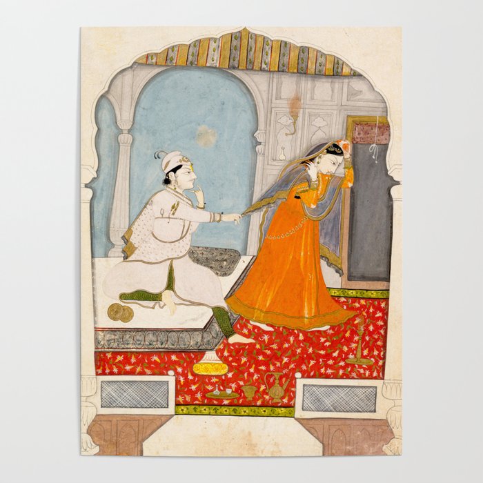 The Timid Bride Indian Painting Miniature  Poster Gallery Image 1