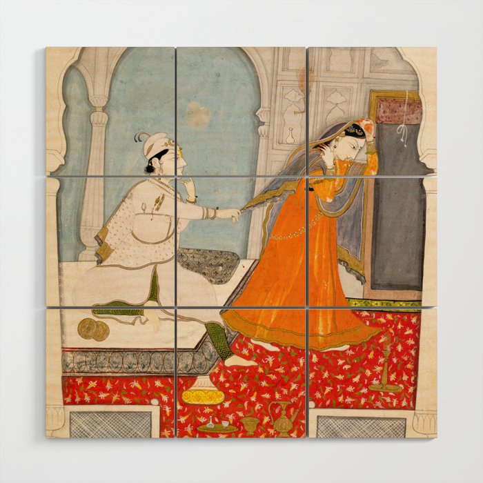 The Timid Bride Indian Painting Miniature  Wood Wall Art Gallery Image 1