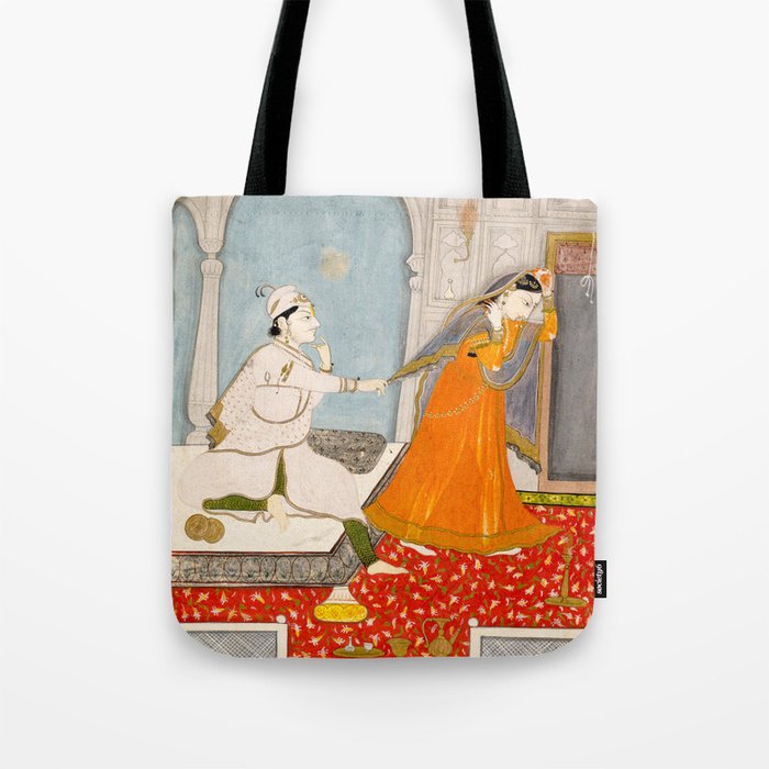 The Timid Bride Indian Painting Miniature  Tote Bag Gallery Image 1