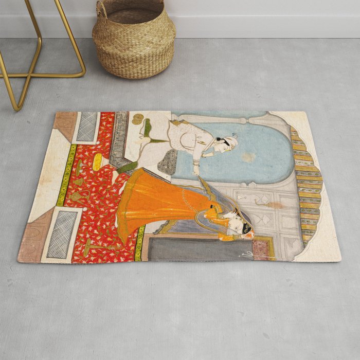 The Timid Bride Indian Painting Miniature  Rug Gallery Image 1