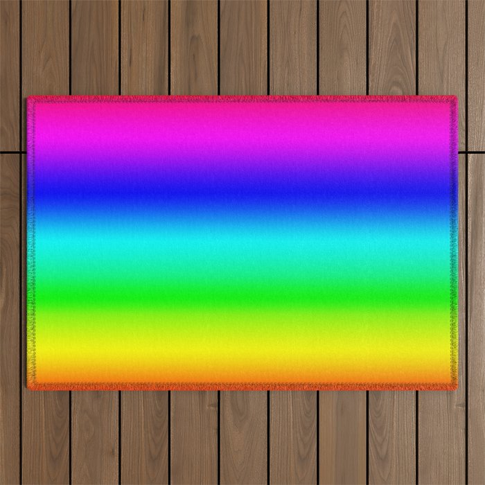 Modern Bright Rainbow Colors Ombre Outdoor Rug Gallery Image 1