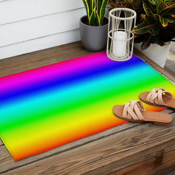 Modern Bright Rainbow Colors Ombre Outdoor Rug Gallery Image 2