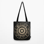 Vintage Zodiac & Astrology Chart | Charcoal & Gold Tote Bag Gallery Image 2