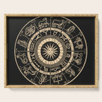 Vintage Zodiac & Astrology Chart | Charcoal & Gold Serving Tray Gallery Image 1