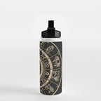 Vintage Zodiac & Astrology Chart | Charcoal & Gold Water Bottle Gallery Image 2