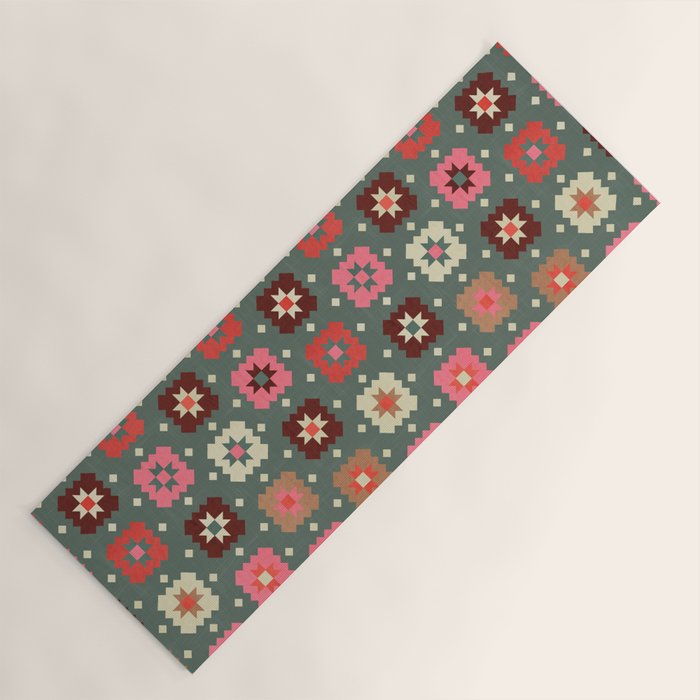 Winter Quilt Stars: Festive Mosaic in Jewel Tones Yoga Mat Gallery Image 1