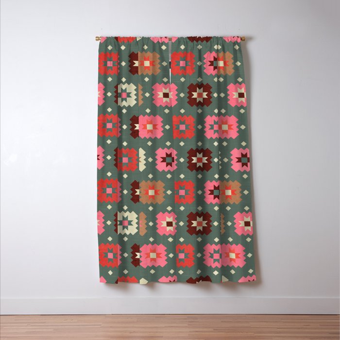 Winter Quilt Stars: Festive Mosaic in Jewel Tones Window Curtain Gallery Image 3