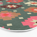 Winter Quilt Stars: Festive Mosaic in Jewel Tones Bath Mat Gallery Image 3