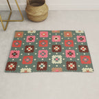 Winter Quilt Stars: Festive Mosaic in Jewel Tones Rug Gallery Image 1