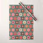 Winter Quilt Stars: Festive Mosaic in Jewel Tones Wrapping Paper Gallery Image 1