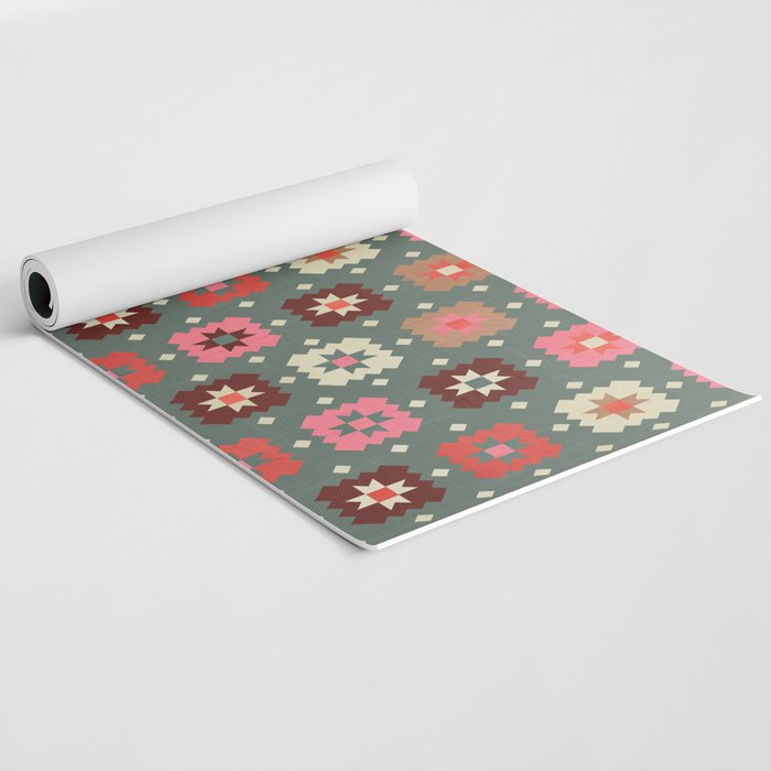 Winter Quilt Stars: Festive Mosaic in Jewel Tones Yoga Mat Gallery Image 2