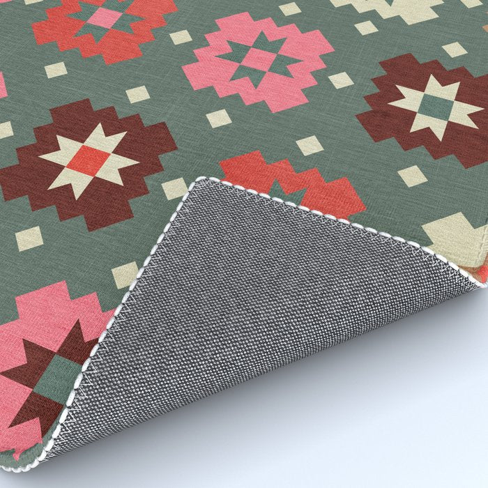 Winter Quilt Stars: Festive Mosaic in Jewel Tones Rug Gallery Image 4