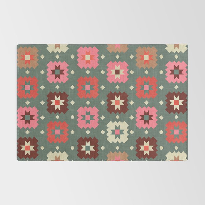 Winter Quilt Stars: Festive Mosaic in Jewel Tones Rug Gallery Image 2