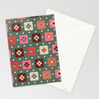 Winter Quilt Stars: Festive Mosaic in Jewel Tones Stationery Card Gallery Image 2