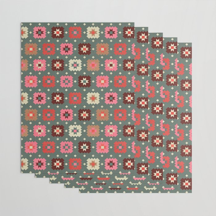 Winter Quilt Stars: Festive Mosaic in Jewel Tones Wrapping Paper Gallery Image 3