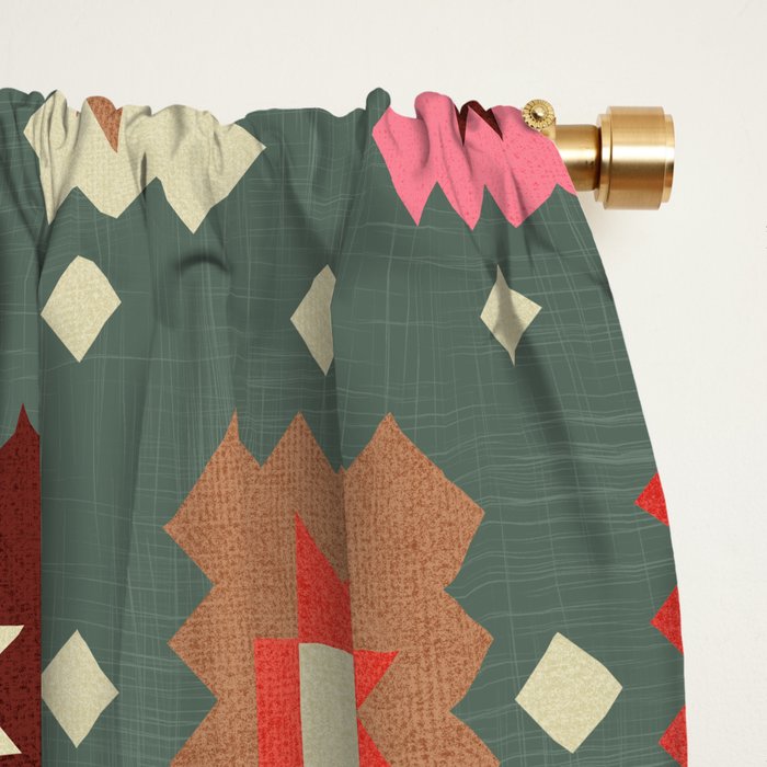 Winter Quilt Stars: Festive Mosaic in Jewel Tones Window Curtain Gallery Image 2