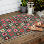 Winter Quilt Stars: Festive Mosaic in Jewel Tones Outdoor Rug Gallery Image 2