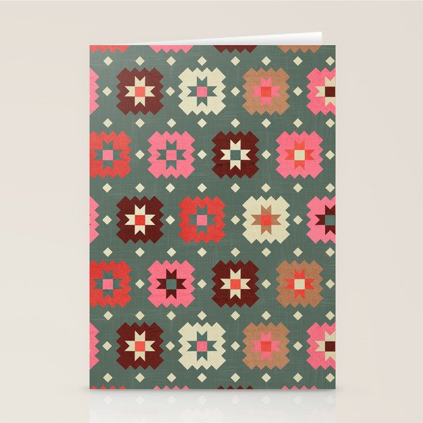 Winter Quilt Stars: Festive Mosaic in Jewel Tones Stationery Card Gallery Image 2