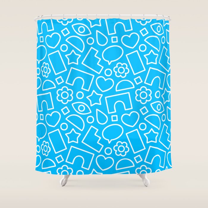 Abstract doodle shape art pattern Shower Curtain Gallery Image 1