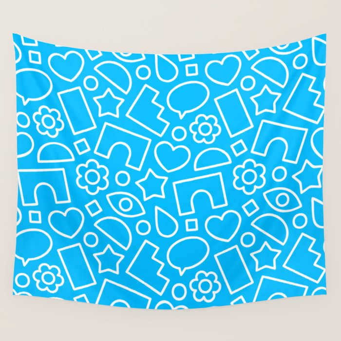 Abstract doodle shape art pattern Wall Tapestry Gallery Image 1