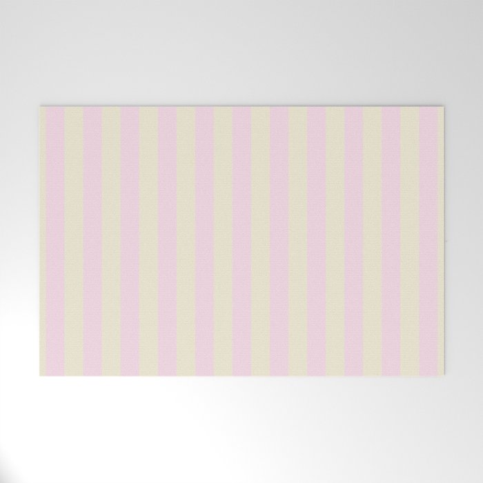 Stripes of Light Pink and Cream Welcome Mat Gallery Image 1