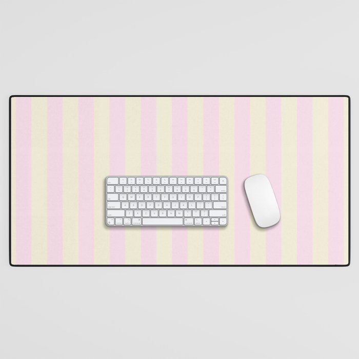 Stripes of Light Pink and Cream Desk Mat Gallery Image 1