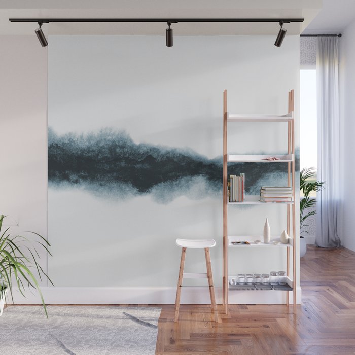 Abstract Watercolor Teal Turquoise Painting Wall Mural Gallery Image 1