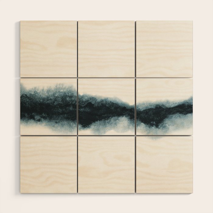 Abstract Watercolor Teal Turquoise Painting Wood Wall Art Gallery Image 1